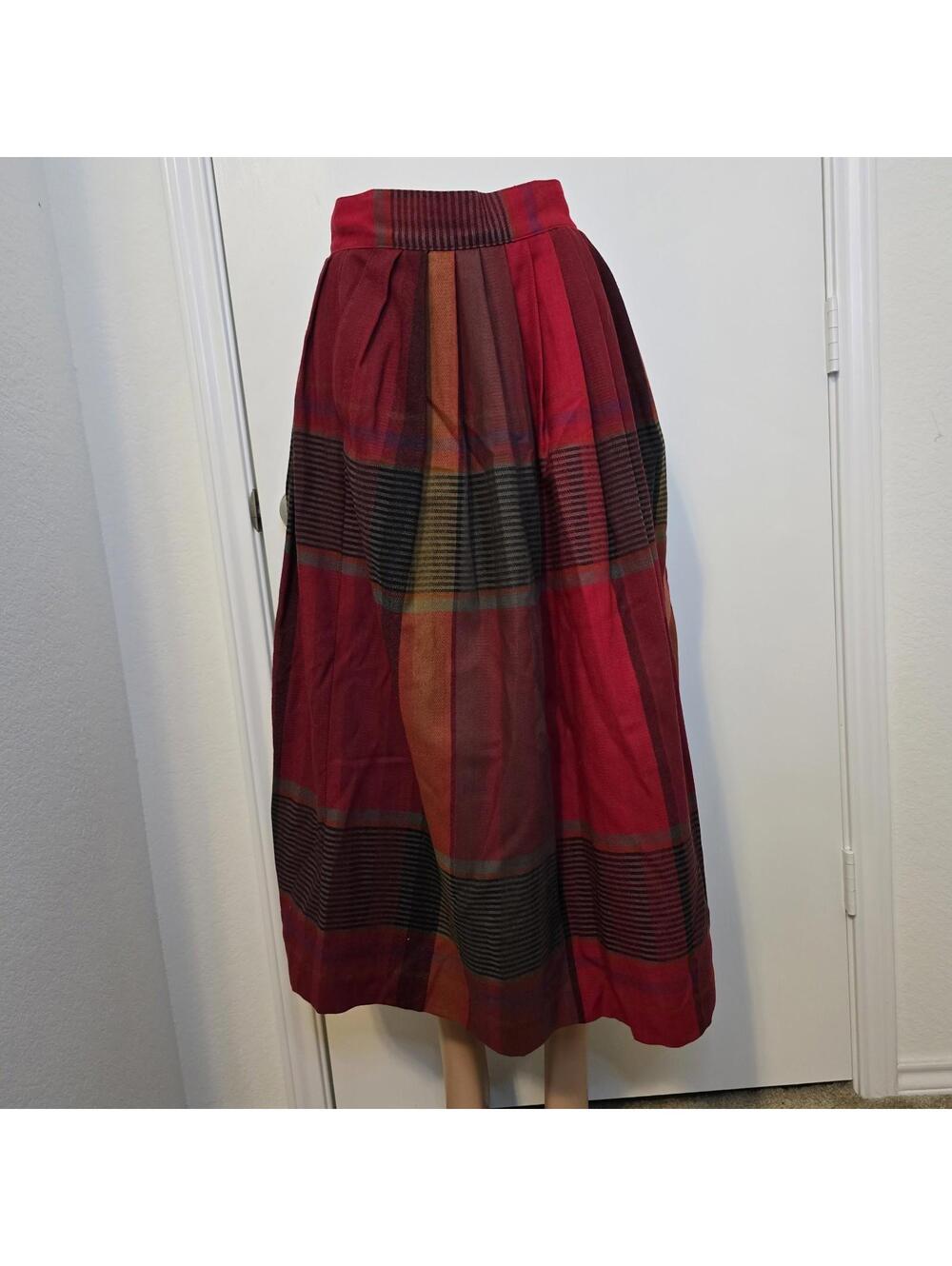 VTG Liz Claiborne Skirt Womens Sz 6 Wool Tartan Plaid Academia Side Pockets
